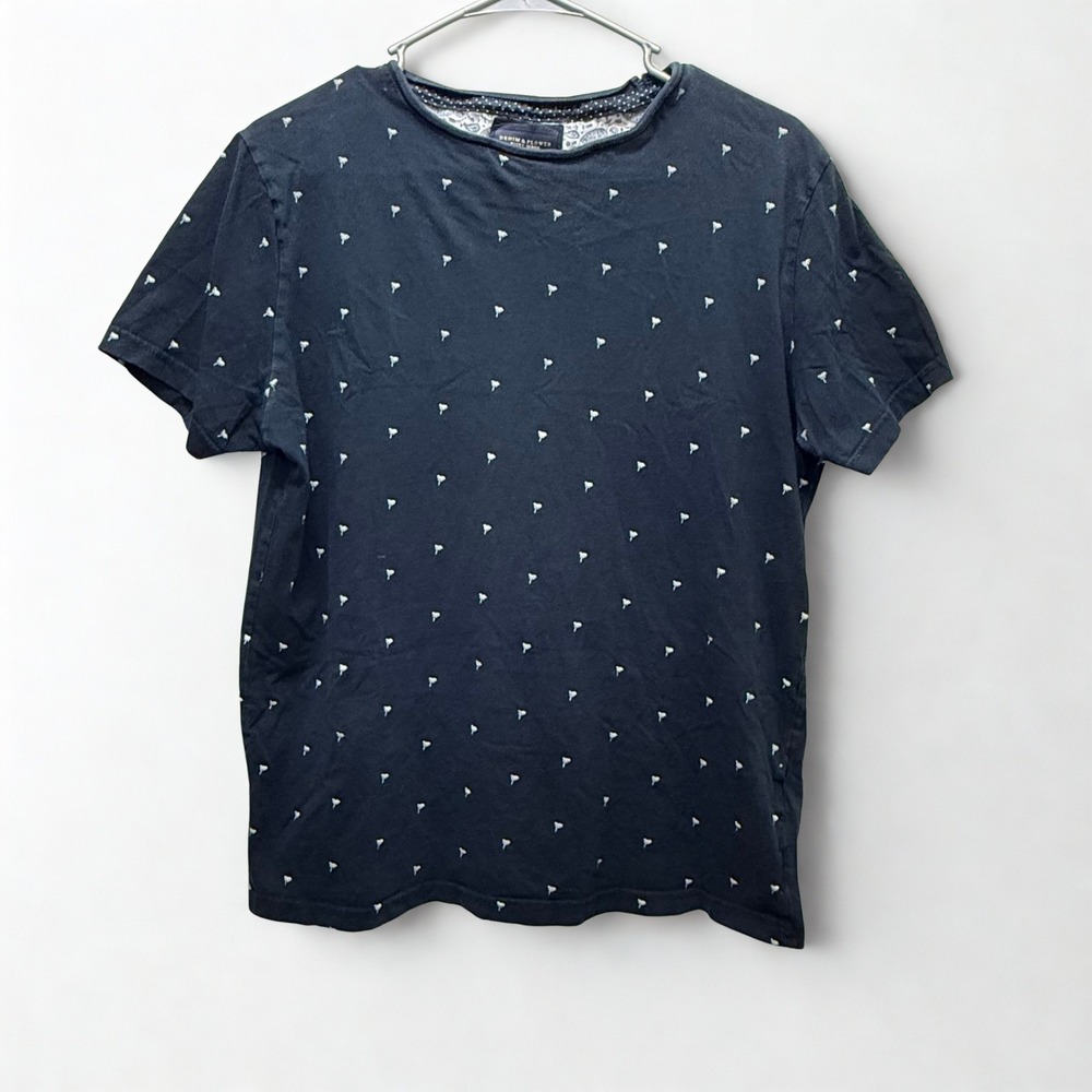 Denim & Flower Ricky Singh Men's Navy White‎ Small Palm Tree Print T-Shirt
